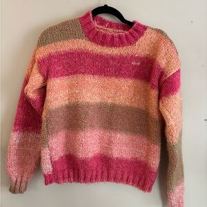 Women’s Handmade Striped Pink & Peach Knit Sweater